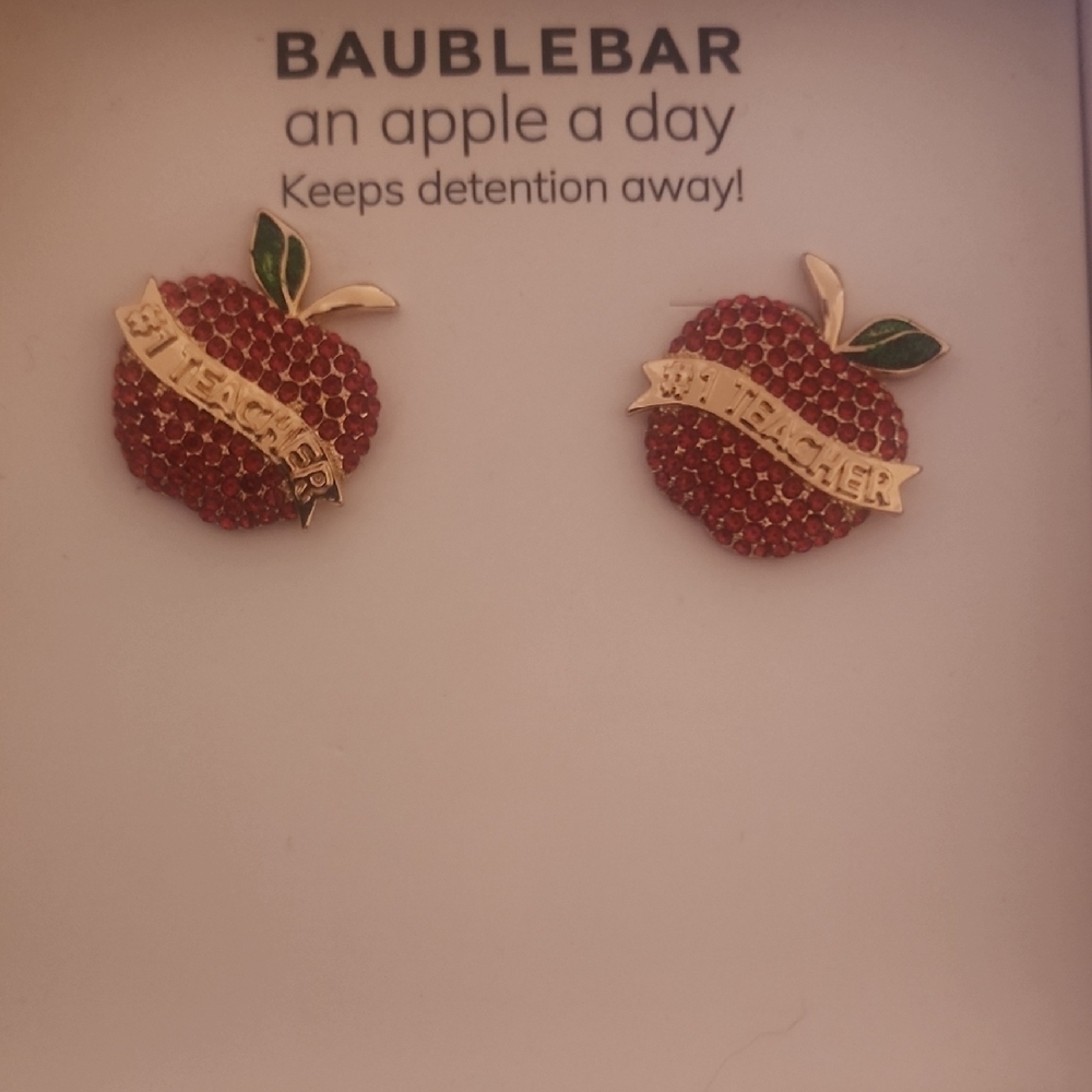 BaubleBar Red and Gold Apple Earrings